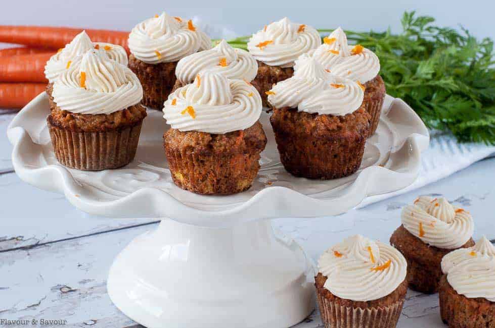 Mini GlutenFree Carrot Cake Cupcakes with Cream Cheese Frosting