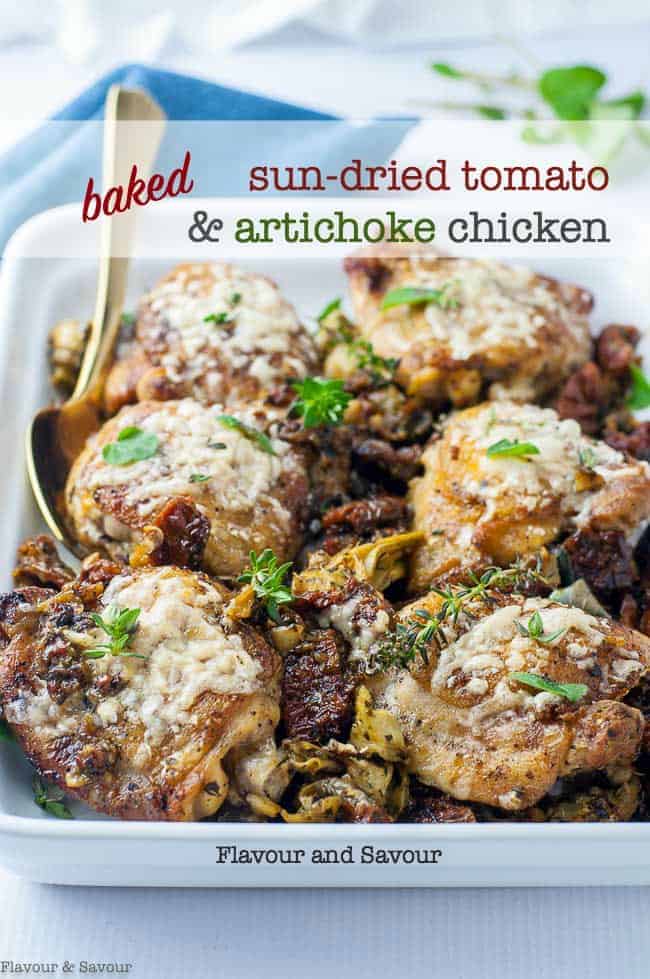Baked Sun-dried Tomato and Artichoke Chicken with title