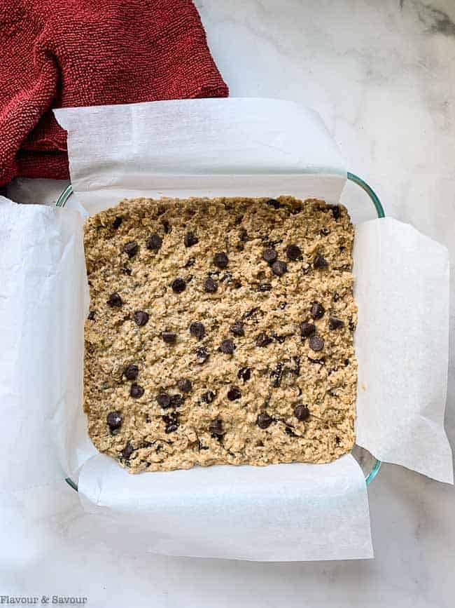 Batter spread in baking dish