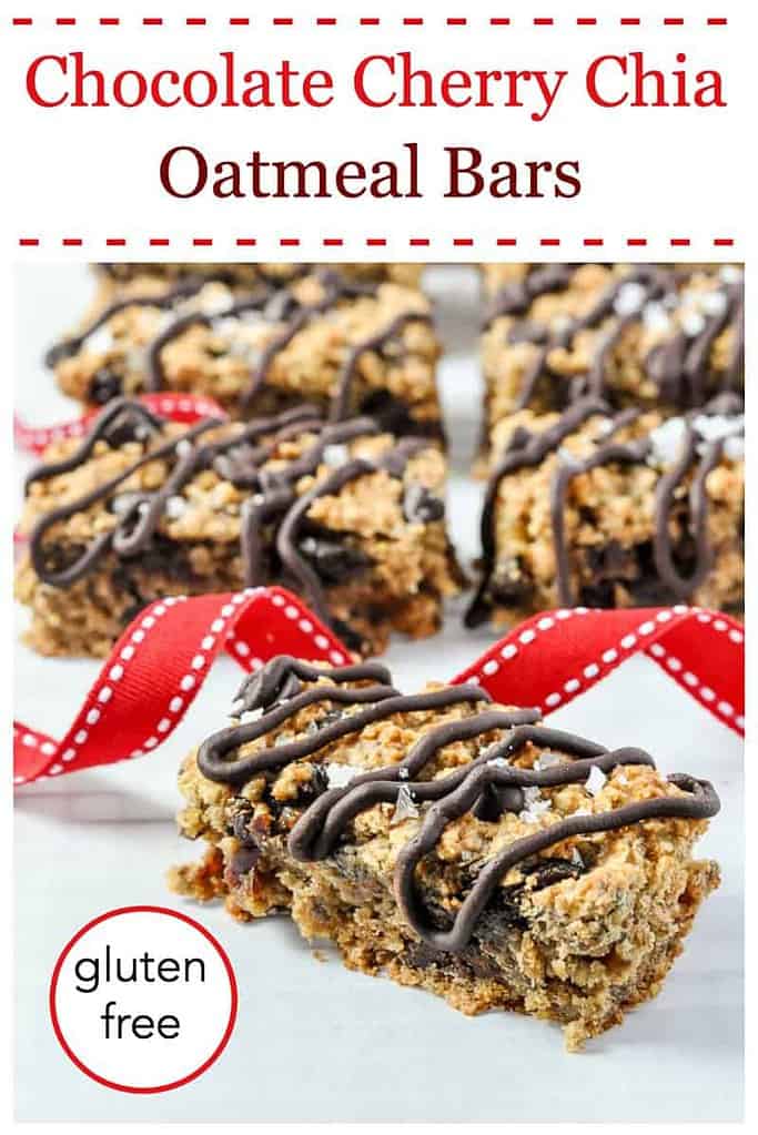Pinterest pin for Chocolate Cherry Chia Oatmeal Bars