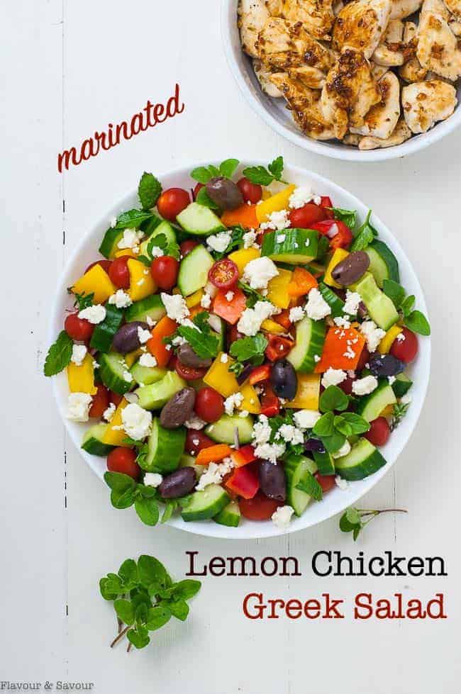 Marinated Lemon Chicken Greek Salad with Mint title