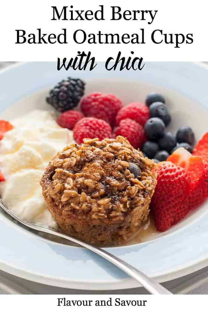 Pinterest Pin for Mixed Berry Baked Oatmeal Cups