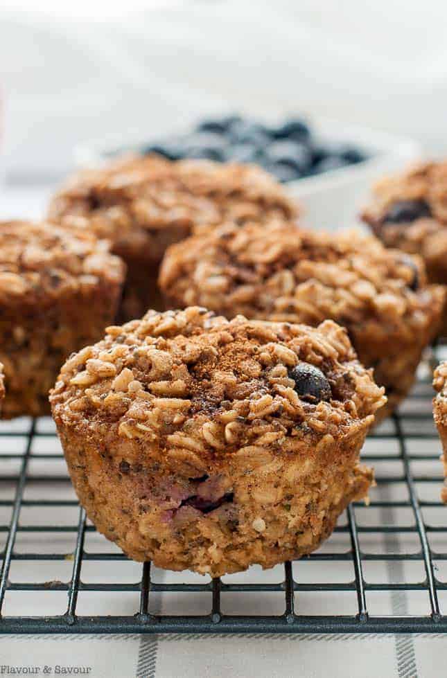 Close up view of a Mixed Berry Baked Oatmeal Cup