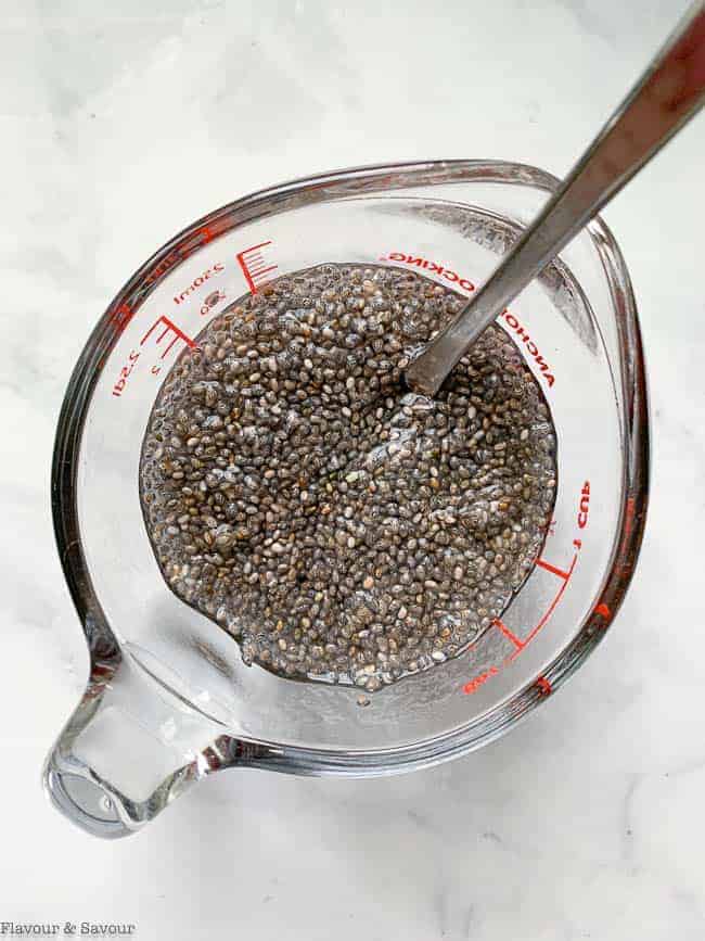 Soaking chia seeds to soften