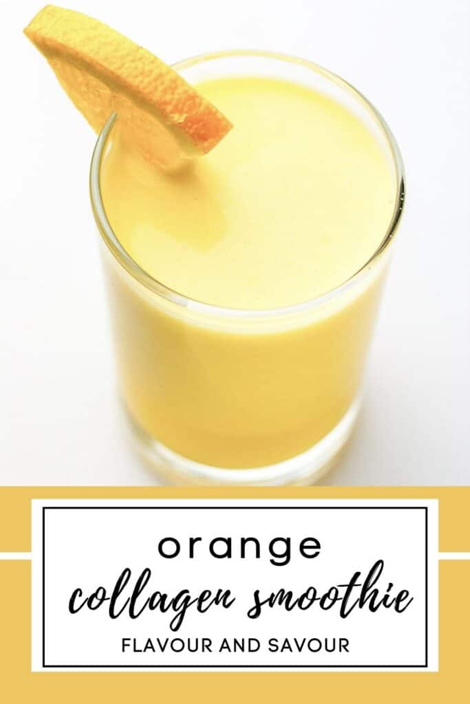 image with text for orange collagen smoothie