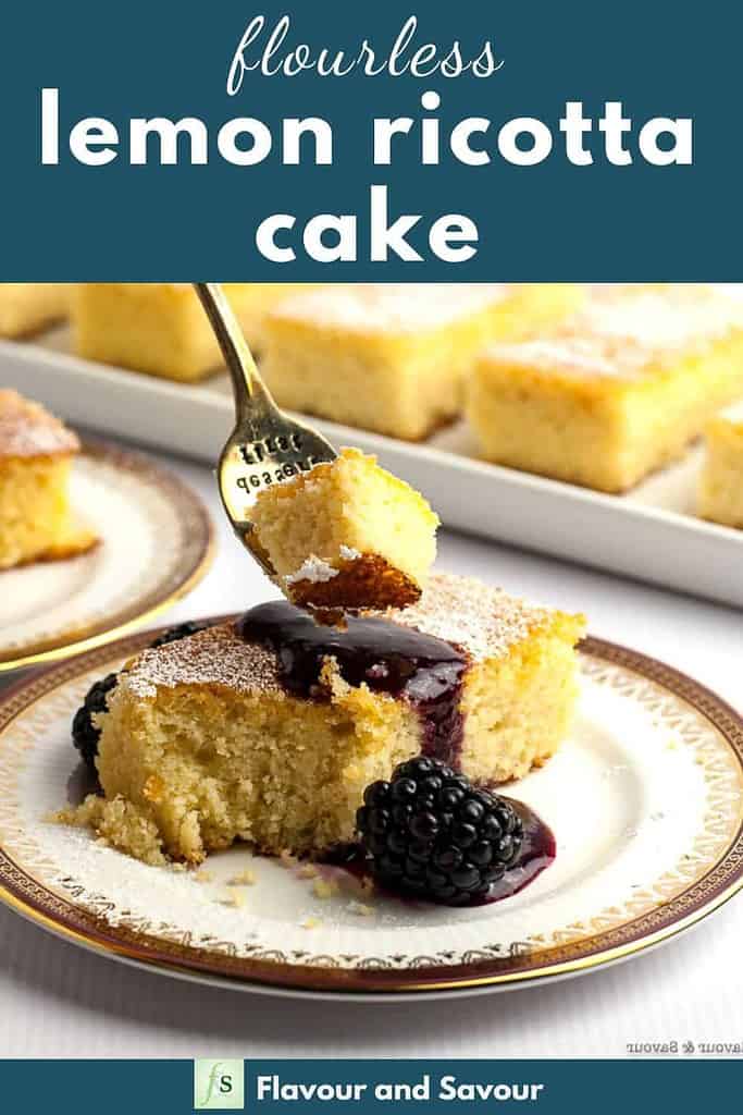 Pinterest pin for Flourless Lemon Almond Ricotta Cake