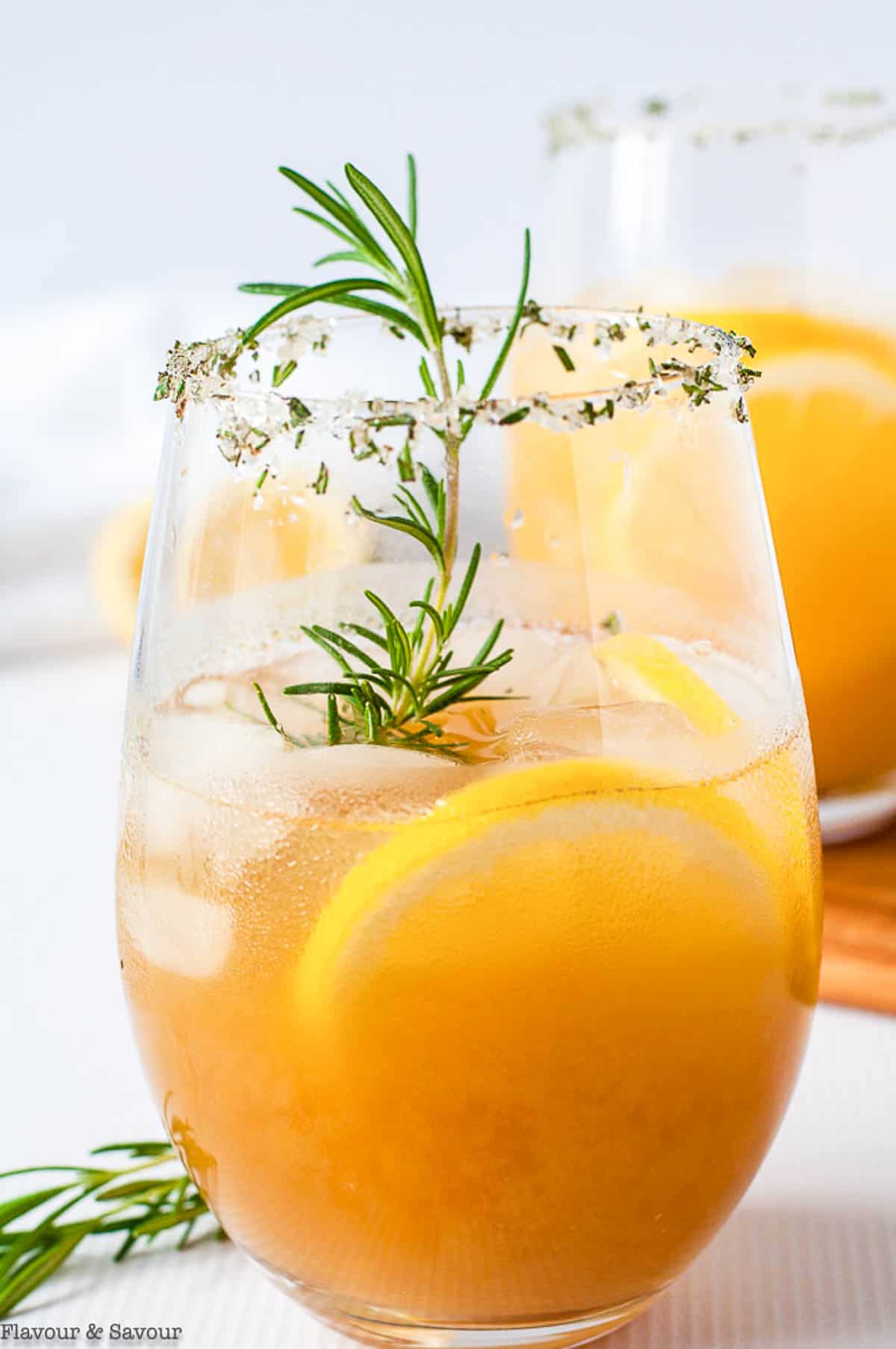 Close up view of Pineapple Ginger Kombucha Cocktail