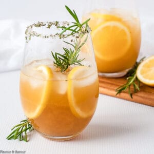 two glasses of pineapple ginger kombucha cocktail