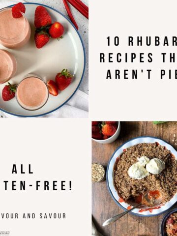 image collage for 10 Rhubarb Recipes