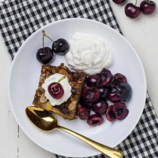 Chocolate Espresso Baked Oatmeal with cherries oh cu