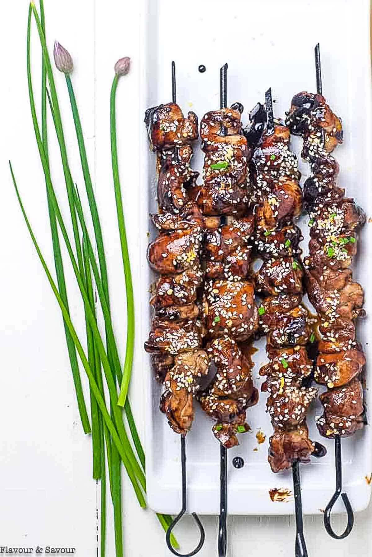 A platter of Japanese Yakitori Skewers.