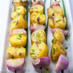 Grilled Lemon Garlic Potato Kabobs with shallots