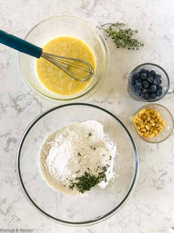 Ingredients for Blueberry Buttermilk Gluten-Free Cornbread Muffins