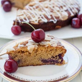 Flourless Cherry Almond Ricotta Cake with fresh cherries.