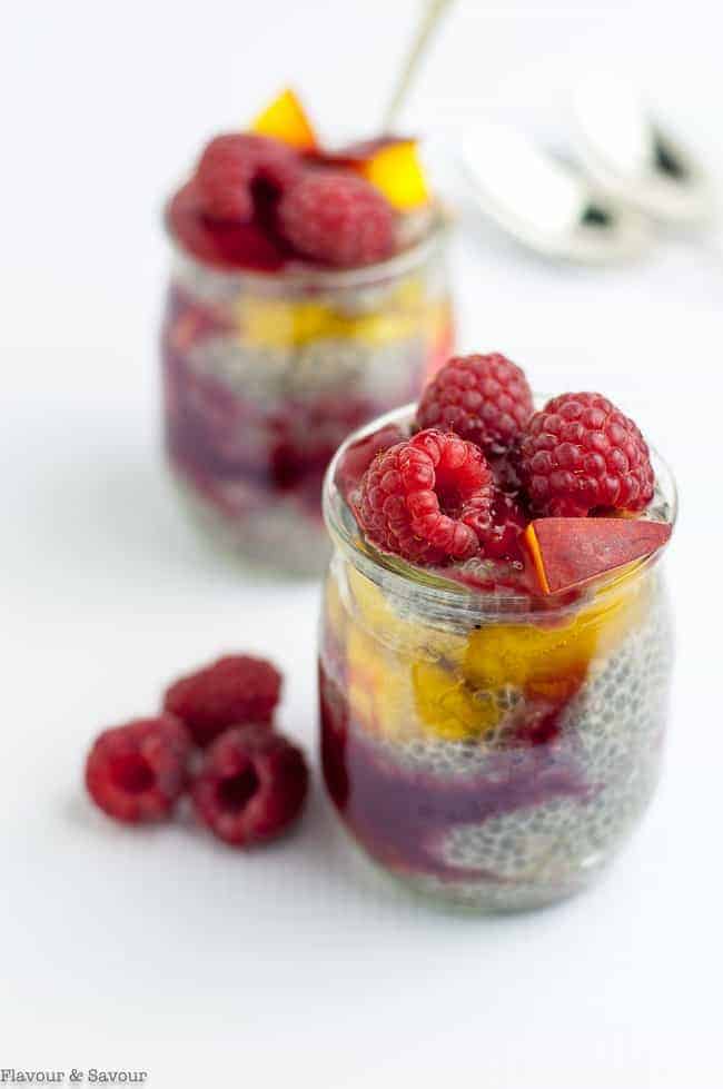 Mini Raspberry Peach Chia Seed Pudding