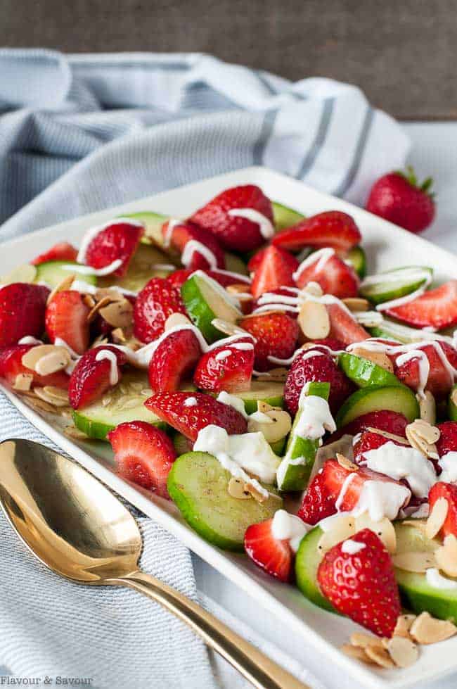 Strawberry Cucumber Salad with Creamy Lemon Dressing