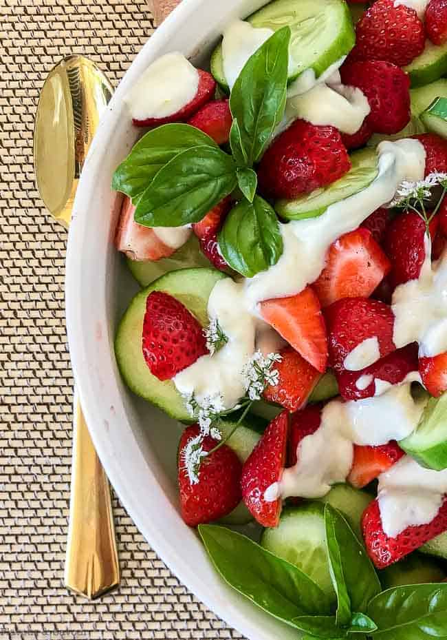 Strawberry Cucumber Salad with Creamy Lemon Dressing