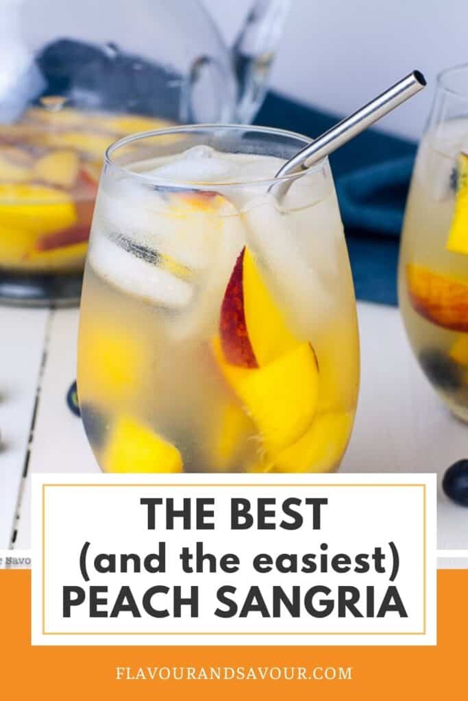 image and text for the best peach sangria recipe