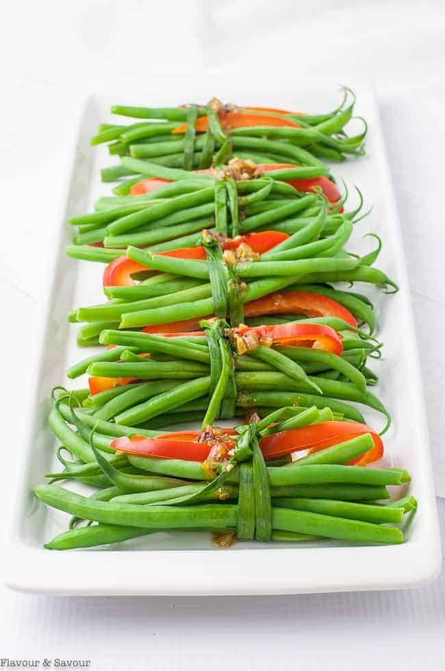 Vegetarian Green Bean Bundles with Garlic butter