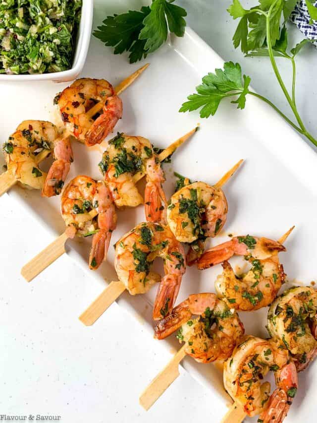 10 Minute Grilled Chimichurri Shrimp Skewers Flavour and Savour