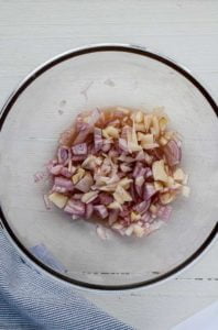 Garlic and Shallots for Chimichurri sauce in a bowl