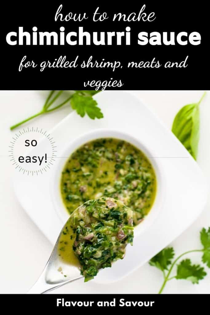 Graphic for How to Make Chimichurri Sauce with text overlay