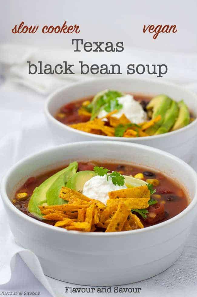 Slow Cooker Vegan Texas Black Bean Soup title