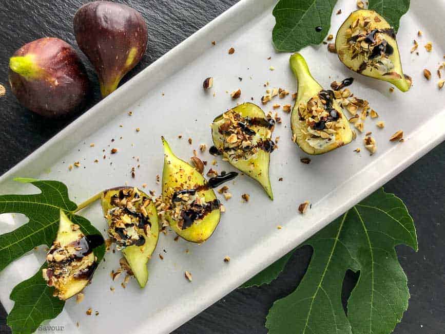 Fresh Fig Appetizer with Bue Cheese and Hazelnuts Flavour and Savour