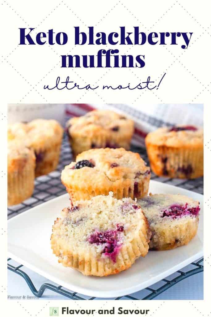 Image with text for Keto Blackberry Muffins