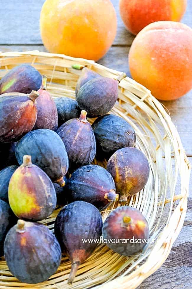 Black Mission figs in a basket.