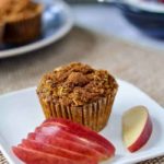 Cranberry Apple Pumpkin Baked Oatmeal cup with apple slices