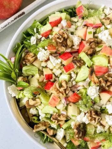 Crispy Fennel Apple Chopped Salad with Walnuts and Feta Cheese