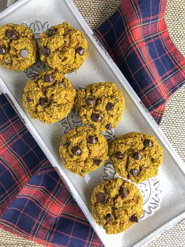 Mini Gluten-Free Pumpkin Muffins on a vintage tray.