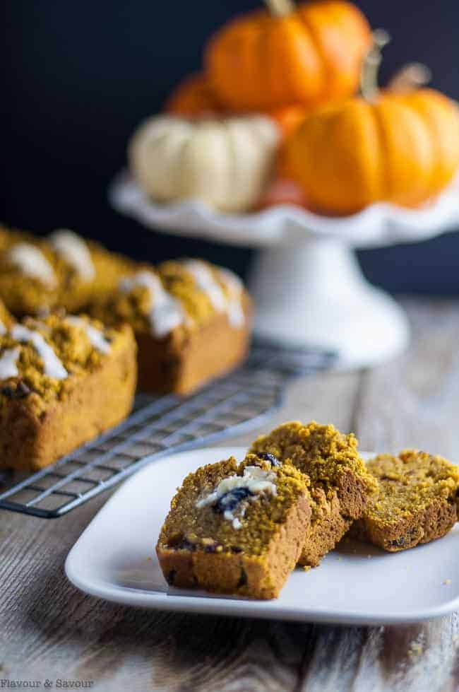 Mini Gluten-Free Dairy-Free Pumpkin Bread or Muffins with melted butter