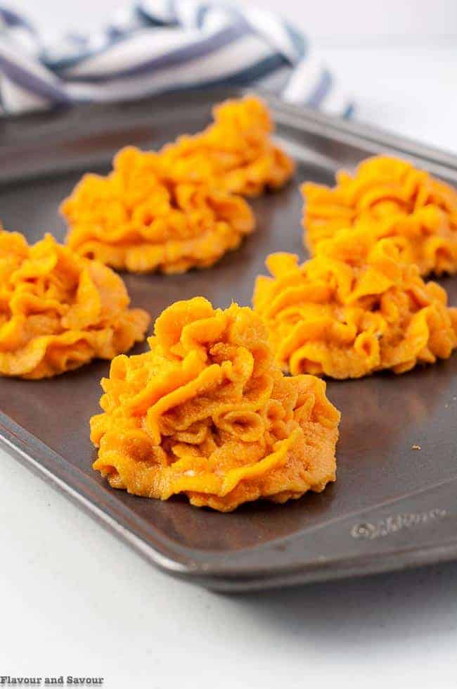 Make-Ahead Duchess Sweet Potatoes ready for the oven