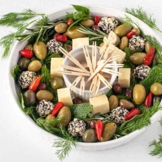 Holiday Cheese and Olive Wreath Appetizer