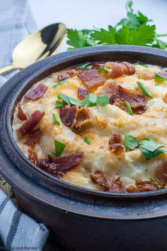Instant Pot Mashed Cauliflower with Bacon and Cheese