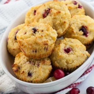 Gluten-Free Cranberry Lemon Muffins in a basket