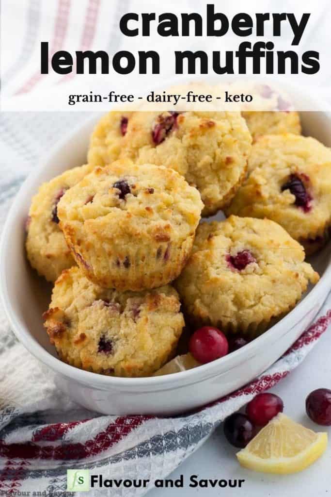 Image and Text overlay Keto Cranberry Lemon Muffins