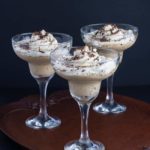 Creamy Ricotta Coffee Mouse in stemmed dessert glasses