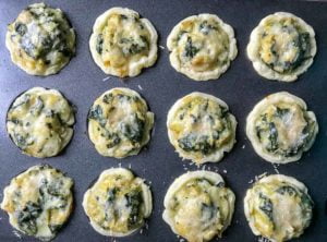 Mini Spinach Artichoke Tarts ready for the oven