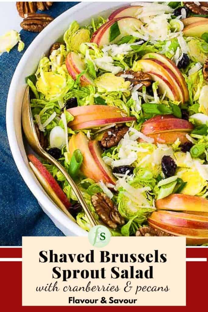 image with text overlay for Shaved Brussels Sprout Salad