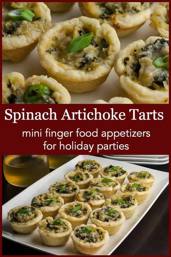Pinterest Pin for Spinach Artichoke Tarts