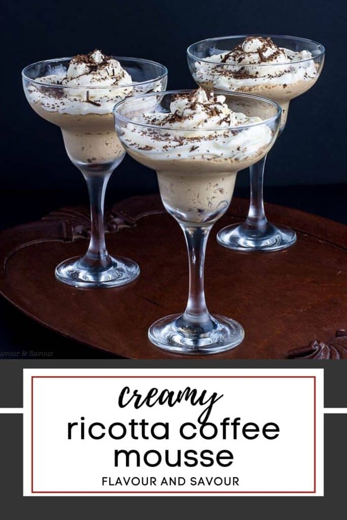 image with text for Creamy Ricotta Coffee Mousse