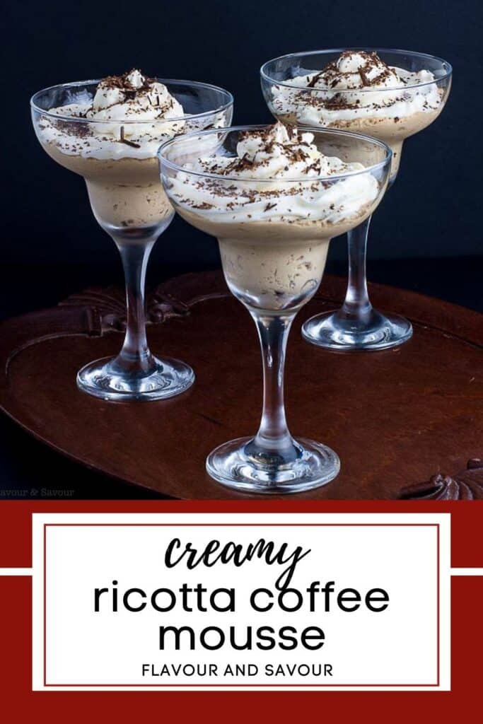text and image for creamy ricotta coffee mousse dessert