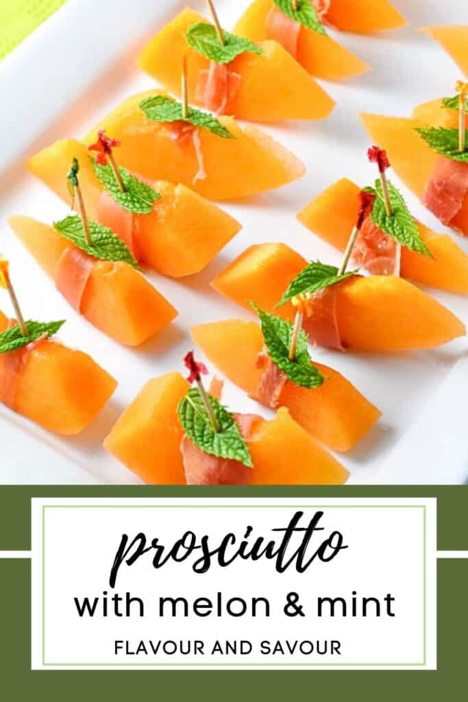 text and image for prosciutto with melon and mint