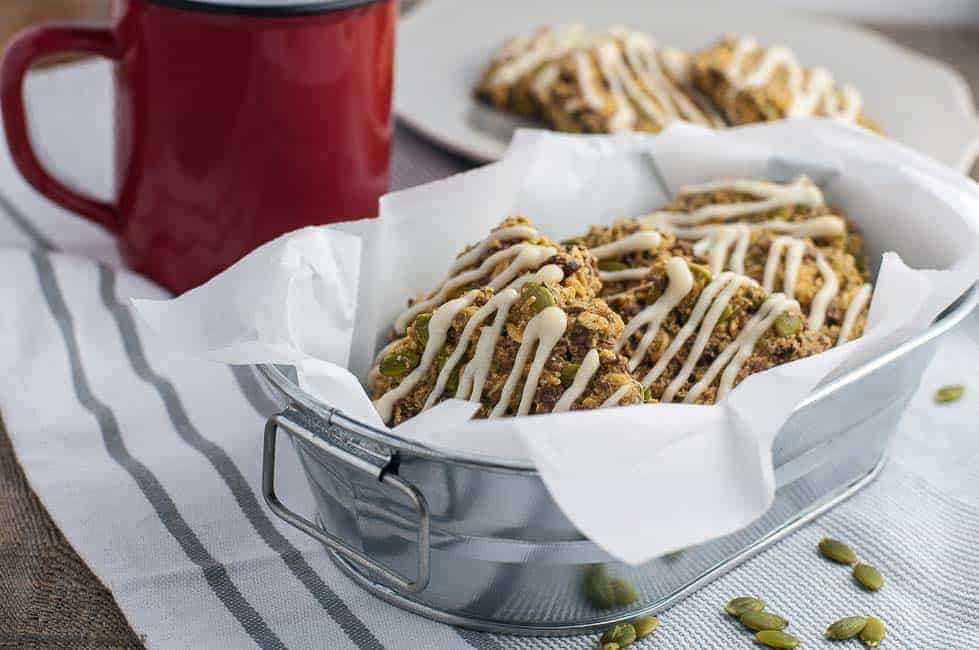 Apple Cinnamon Oatmeal Breakfast Cookies in metal dish