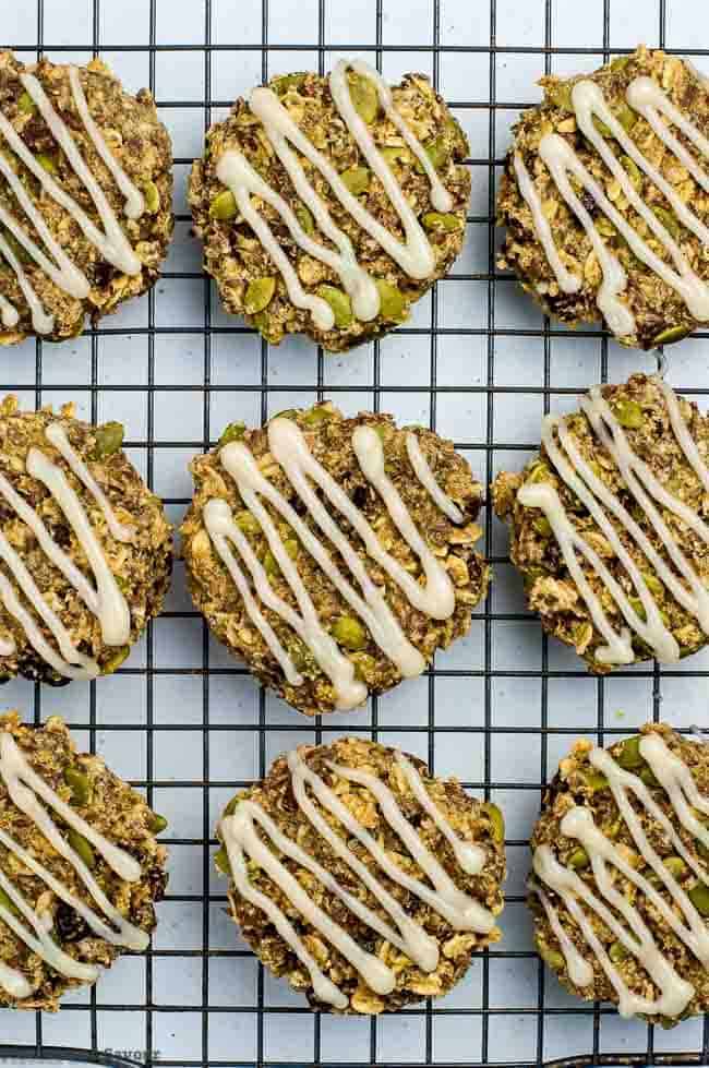 Apple Cinnamon Oatmeal Breakfast Cookies on cooling rack