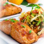 Crunchy Cabbage Coleslaw served with Citrus Glazed Baked Salmon