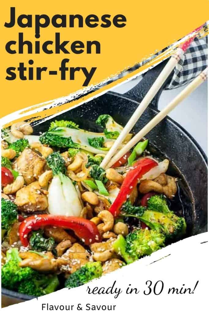 Pinterest pin for Japanese Chicken Stir Fry